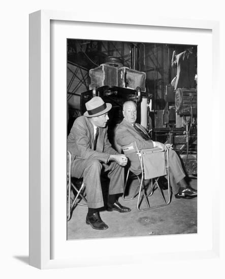 James Stewart & Alfred Hitchcock (b/w photo)-null-Framed Photo