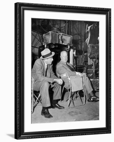 James Stewart & Alfred Hitchcock (b/w photo)-null-Framed Photo