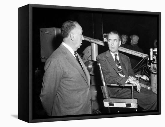 James Stewart & Alfred Hitchcock (b/w photo)-null-Framed Stretched Canvas