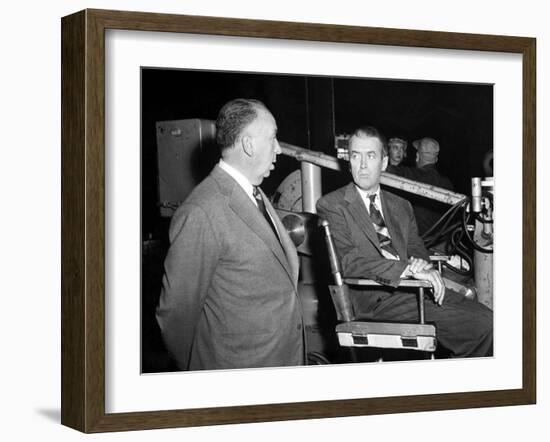 James Stewart & Alfred Hitchcock (b/w photo)-null-Framed Photo
