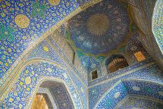 Ceiling of entrance portal in Isfahan blue, Imam Mosque, UNESCO World Heritage Site, Isfahan, Iran,-James Strachan-Photographic Print
