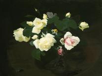 Still Life of Yellow and Red Roses in a Green Vase-James Stuart Park-Giclee Print