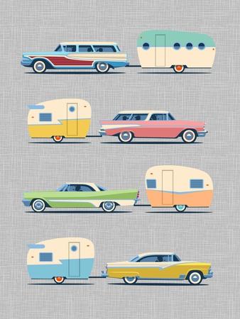 Vintage Cars and Campers No. 2' Art Print - James Theodore | Art.com