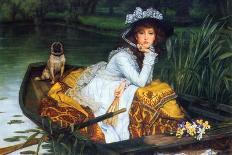 A Young Woman in a Boat-James Tissot-Framed Art Print