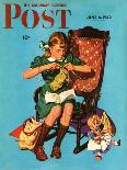 "Knitting for the War Effort," Saturday Evening Post Cover, June 6, 1942-James W. Schucker-Mounted Giclee Print