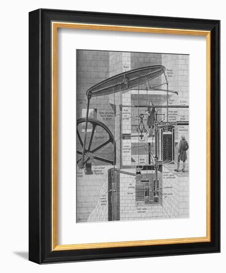 'James Watt's Steam Engine at Work', c1934-Unknown-Framed Giclee Print