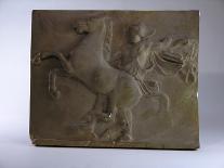 Relief Fragment Depicts A Figure with A Horse, A Copy of A Frieze In the Classical Greek Style-James Wehn-Giclee Print