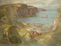 An East Coast Fishing Village, Possibly St. Abbs, with Trawlers Anchored Offshore-James Whitelaw Hamilton-Giclee Print
