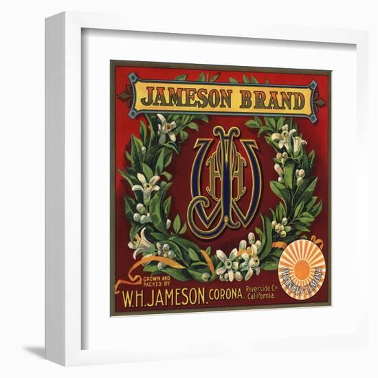 Jameson Brand - Corona, California - Citrus Crate Label-Lantern Press-Framed Art Print