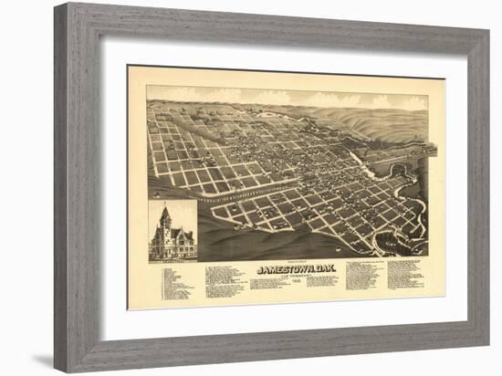 Jamestown, North Dakota - Panoramic Map-Lantern Press-Framed Art Print