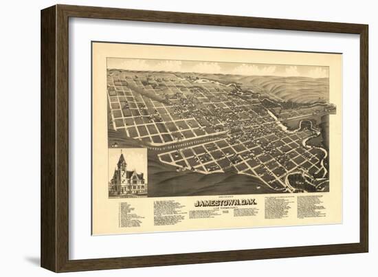 Jamestown, North Dakota - Panoramic Map-Lantern Press-Framed Art Print