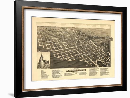 Jamestown, North Dakota - Panoramic Map-Lantern Press-Framed Art Print