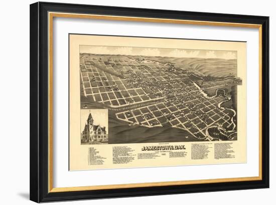 Jamestown, North Dakota - Panoramic Map-Lantern Press-Framed Art Print