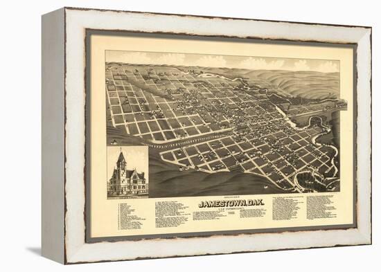 Jamestown, North Dakota - Panoramic Map-Lantern Press-Framed Stretched Canvas