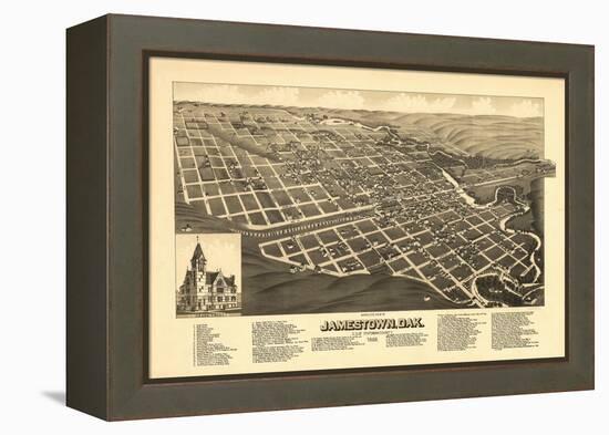 Jamestown, North Dakota - Panoramic Map-Lantern Press-Framed Stretched Canvas