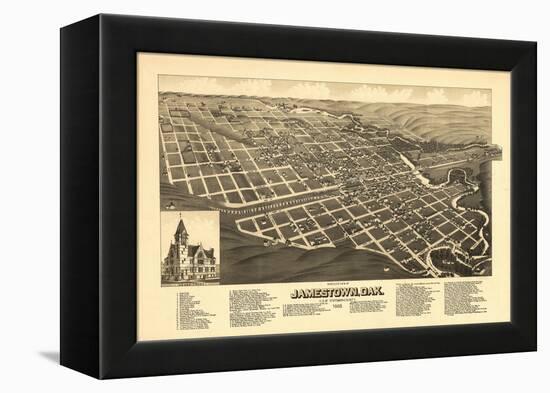 Jamestown, North Dakota - Panoramic Map-Lantern Press-Framed Stretched Canvas