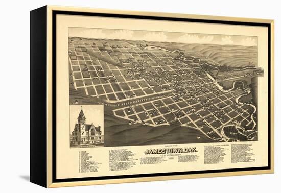 Jamestown, North Dakota - Panoramic Map-Lantern Press-Framed Stretched Canvas