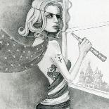 The Spy (Drawing)-Jami Goddess-Art Print