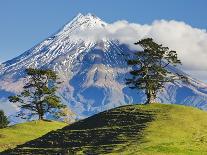 Lush hills in front of Mount Egmont-Jami Tarris-Framed Premier Image Canvas