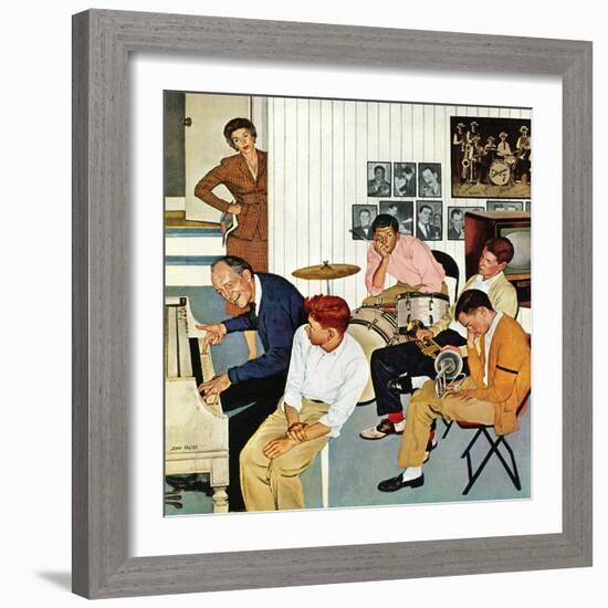 "Jammin with Dad" December 1, 1956-John Falter-Framed Giclee Print