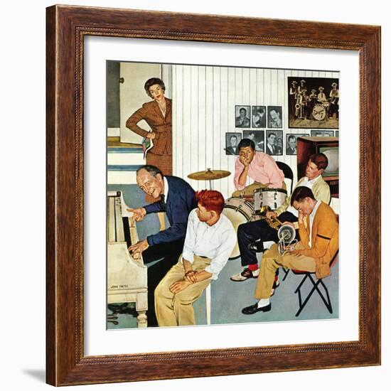 "Jammin with Dad" December 1, 1956-John Falter-Framed Giclee Print