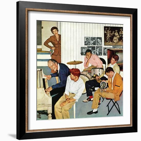 "Jammin with Dad" December 1, 1956-John Falter-Framed Giclee Print