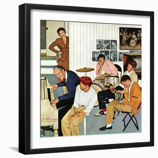 "Jammin with Dad" December 1, 1956-John Falter-Framed Giclee Print