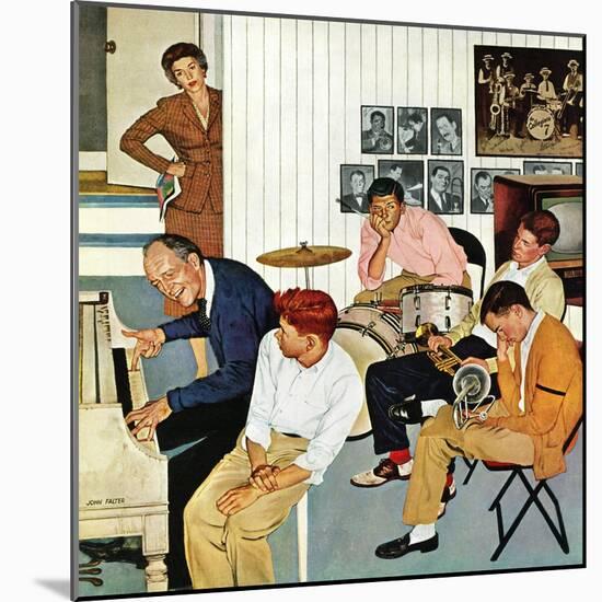 "Jammin with Dad" December 1, 1956-John Falter-Mounted Giclee Print