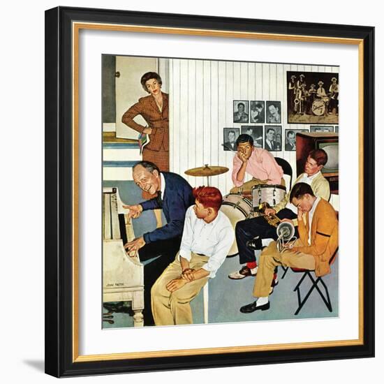 "Jammin with Dad" December 1, 1956-John Falter-Framed Giclee Print