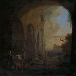 Muleteers Beside an Italian Ruin-Jan Asselijn-Framed Art Print