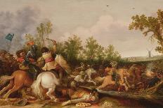 A Cavalry Skirmish (Oil on Panel)-Jan Asselyn-Giclee Print