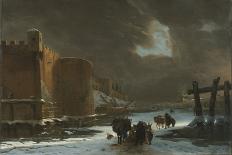 Frozen Moat outside City Walls (Oil on Canvas)-Jan Asselyn-Giclee Print