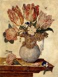 Tulips, Forget-Me-Nots, Peonies and Other Flowers in a Vase on a Ledge-Jan Baptist van Fornenburgh-Framed Premier Image Canvas