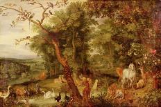 The Garden of Eden, in the Background the Temptation-Jan Brueghel the Elder-Giclee Print