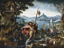 St Christopher Crossing the River, 1506-C1527-Jan De Cock-Framed Premier Image Canvas