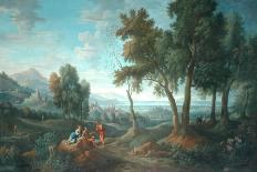 A Classical Landscape with Figures Bathing in a Pond-Jan Frans van Bloemen-Giclee Print