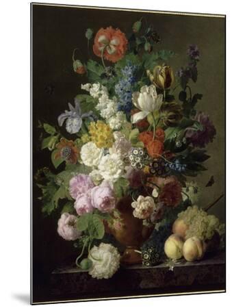 Vase de fleurs, raisins et pêches Giclee Print - Jan Frans van