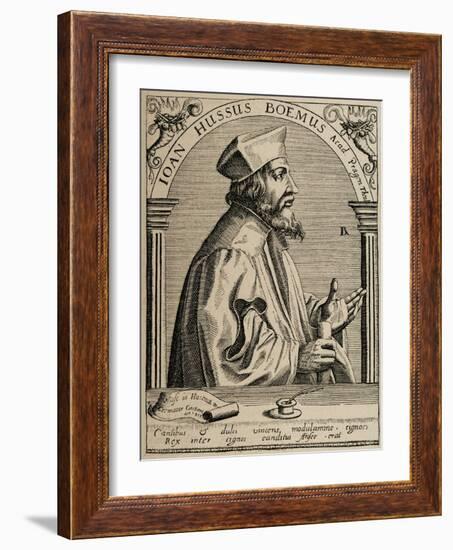 Jan Hus (1369-1415). Engraving-null-Framed Giclee Print