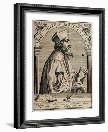 Jan Hus (1369-1415). Engraving-null-Framed Giclee Print