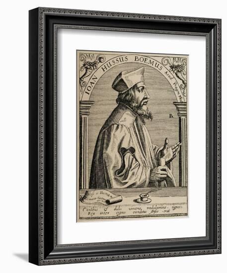 Jan Hus (1369-1415). Engraving-null-Framed Giclee Print
