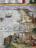 Fishing Scene and Preparing Fish at Port City of Cadiz-Jan Janssonius-Giclee Print