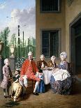 Group Portrait of the Van Den Bosch Family, Dining by a House, a Topiary Garden Beyond, 1777-Jan Josef the Younger Horemans-Mounted Giclee Print