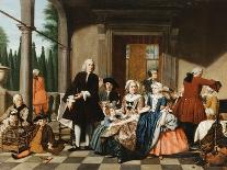 Group Portrait of the Van Den Bosch Family, Dining by a House, a Topiary Garden Beyond, 1777-Jan Josef the Younger Horemans-Laminated Giclee Print