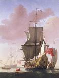 Two Men of War with other Small Craft Riding at Anchor off Greenwich-Jan Karel Donatus Van Beecq-Giclee Print