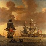 Two Men of War with other Small Craft Riding at Anchor off Greenwich-Jan Karel Donatus Van Beecq-Giclee Print