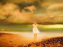 Glowing Woman Standing on the Beach-Jan Lakey-Photographic Print