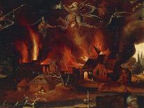 The Temptation of St. Anthony, Detail Showing the City in Flames and Demons-Jan Mandyn-Giclee Print