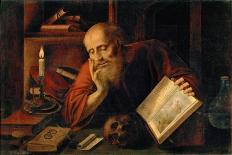 Saint Jerome, by Massys (Matsys), Jan (1510-1575). Oil on Wood, 1537. Dimension : 67X96 Cm. Art His-Jan Massys-Laminated Giclee Print