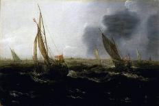 Ships in a Storm on a Rocky Coast, 1614-8-Jan Porcellis-Giclee Print