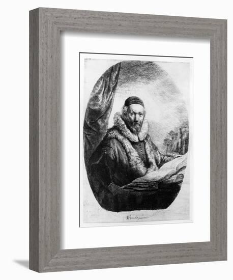 Jan Uytenbogaert, Preacher of the Remonstrants, 1635 (Etching)-Rembrandt van Rijn-Framed Giclee Print